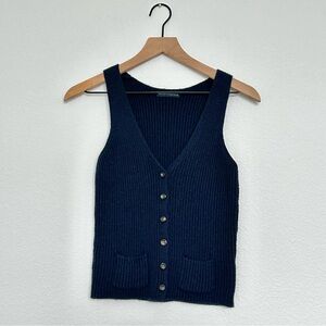 Brandy Melville Navy button up Sweater Vest